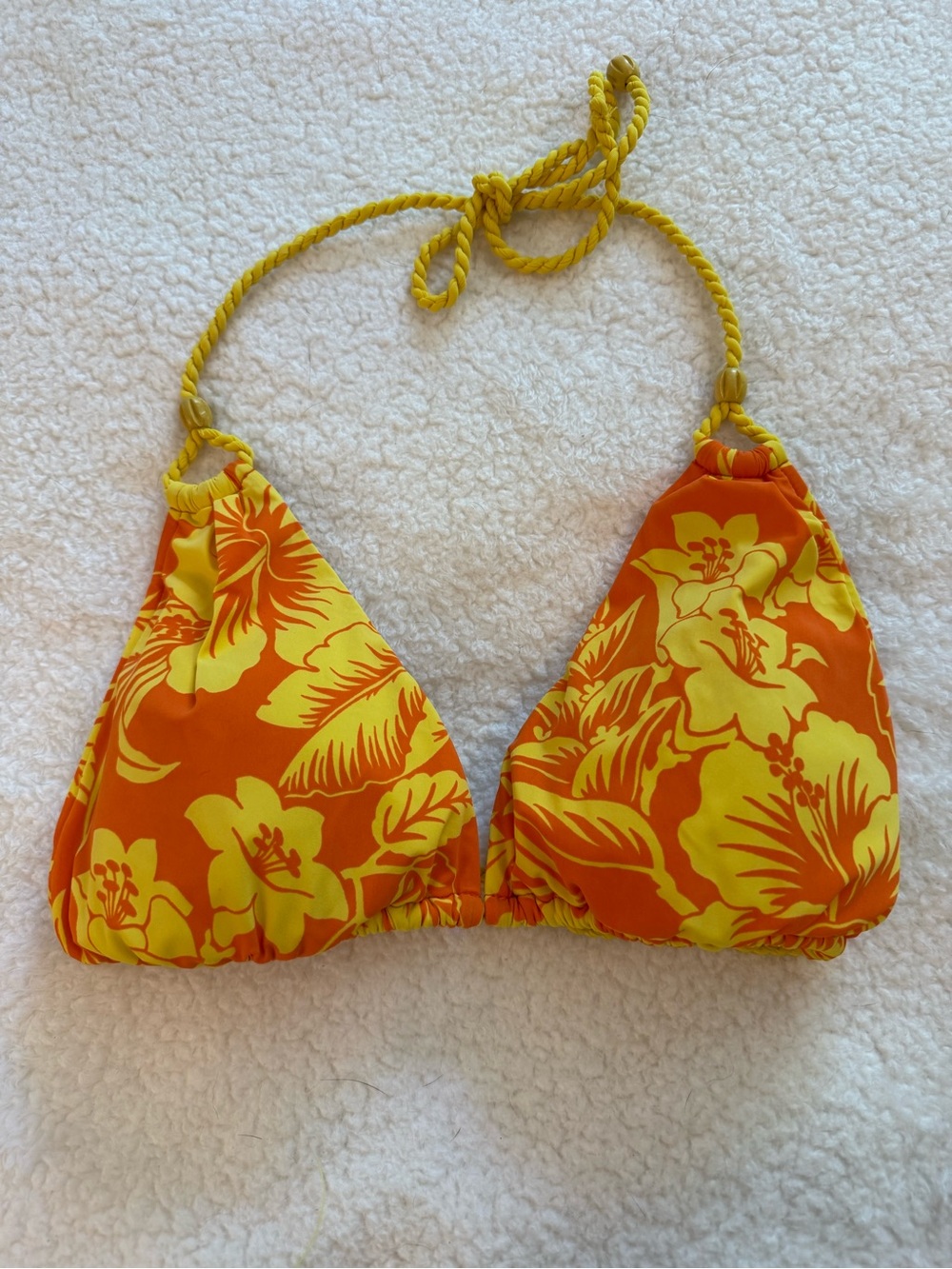 Ralph Lauren Tropical Orange & Yellow Floral triangle Bikini Top size large